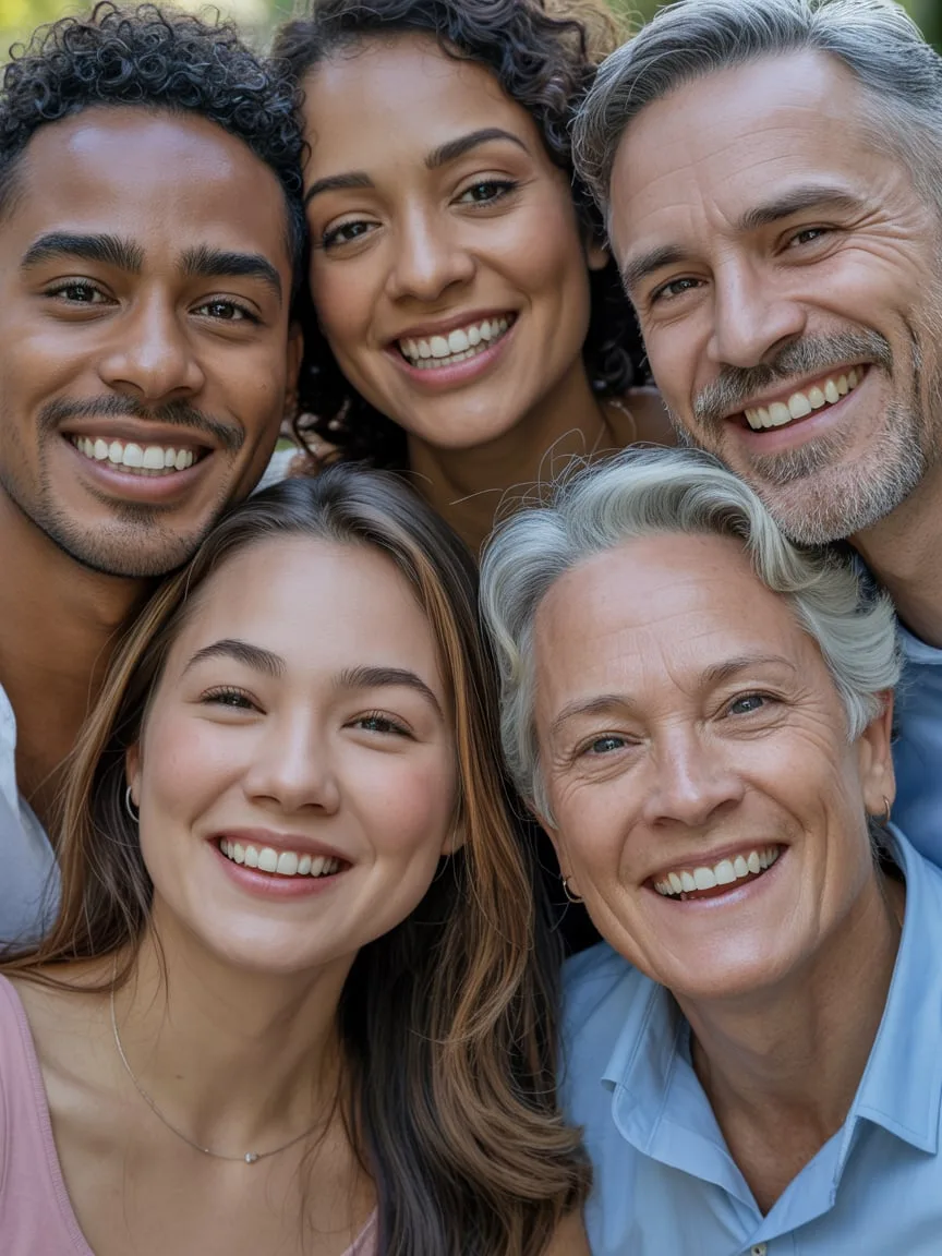Happy family of dental patients smiling